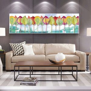 Tranh đơn trừu tượng rừng cây lá xanh CV01929