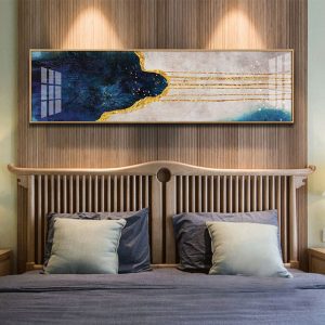 Tranh đơn trừu tượng kẻ vàng CV01940