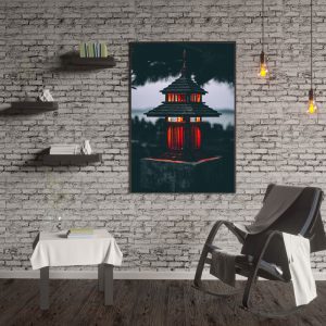 Tranh đơn ngôi đền ánh đỏ CV01948