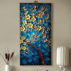 Tranh đơn vẽ sơn dầu cây hoa mai vàng CV01951