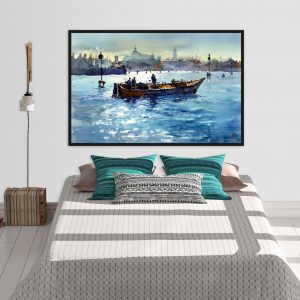 Tranh đơn vẽ sơn dầu con thuyền CV01963