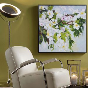 Tranh đơn cành hoa trắng nghệ thuật CV01993