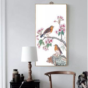 Tranh đơn đôi chim nâu CV01A004