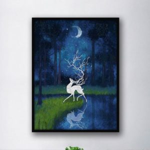 Tranh đơn hươu trắng nghệ thuật CV01A013