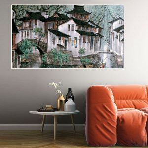 Tranh đơn sơn dầu phố cổ CV01A034