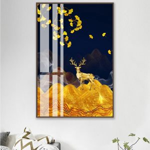 Tranh đơn nghệ thuật hươu vàng CV01A086
