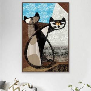 Tranh đơn 2 chú mèo nâu CV01A097