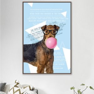 Tranh đơn hiện đại chú chó nâu CV01A098