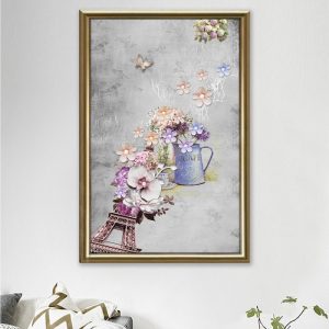 Tranh đơn tháp Eiffel và hoa CV01A112