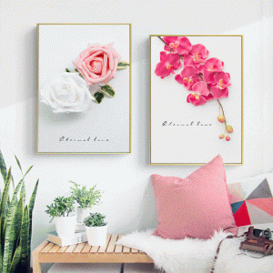 Bộ 2 tranh 3D hoa hồng và hoa lan CV02246