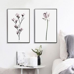 Bộ 2 tranh vẽ cành hoa tím CV02104