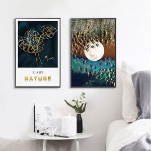 Bộ 2 tranh lá vàng đàn chim và mặt trăng CV02105