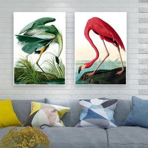 Bộ 2 tranh chim hạc xanh đỏ CV02123