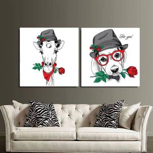 Bộ 2 tranh vẽ động vật ngộ nghĩnh CV02129