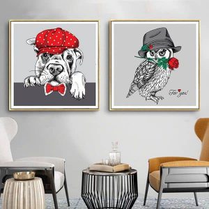 Bộ 2 tranh vẽ động vật ngộ nghĩnh CV02130