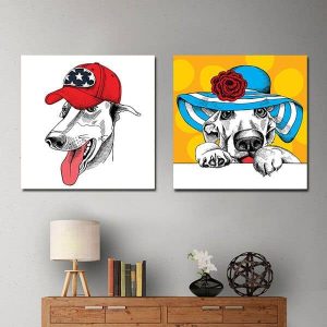 Bộ 2 tranh vẽ động vật ngộ nghĩnh CV02131