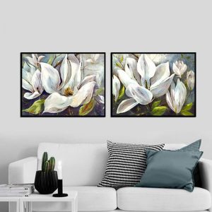 Bộ 2 tranh hoa trắng nghệ thuật CV02167