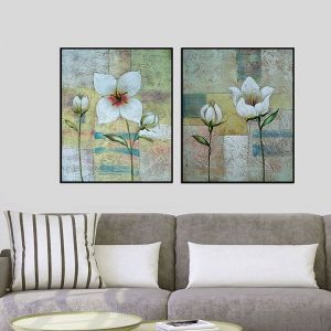 Bộ 2 tranh cành hoa trắng CV02192