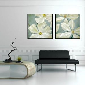 Bộ 2 tranh màu nước hoa trắng CV02207