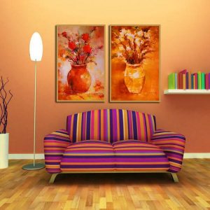 Bộ 2 tranh bình hoa cổ điển CV02210