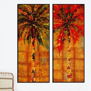 Bộ 2 tranh vẽ sơn dầu cây dừa CV02211