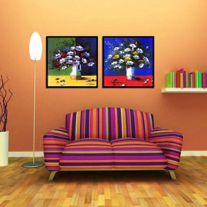 Bộ 2 tranh nghệ thuật tĩnh vật màu sắc CV02216