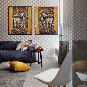 Bộ 2 tranh trừu tượng nghệ thuật cô gái CV02220
