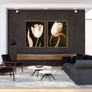 Bộ 2 tranh hoa tulip cổ điển CV02226