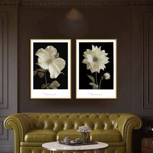 Bộ 2 tranh hoa nghệ thuật đen trắng CV02231
