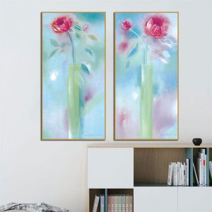 Bộ 2 tranh trừu tượng hoa hồng CV02249