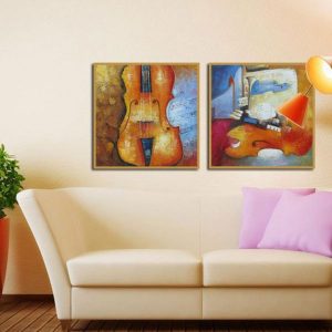 Bộ 2 tranh nghệ thuật đương đại đàn violin CV02261