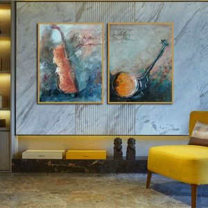 Bộ 2 tranh nghệ thuật đàn violin CV02273