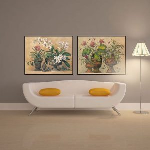 Bộ 2 tranh hoa cỏ cổ điển CV02279