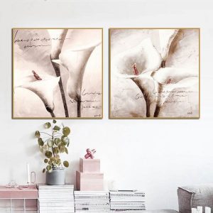 Bộ 2 tranh hoa thủy vu vintage CV02280