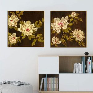 Bộ 2 tranh hoa cẩm chướng vintage CV02281
