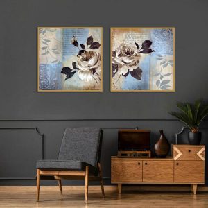 Bộ 2 tranh hoa hồng cổ điển CV02283
