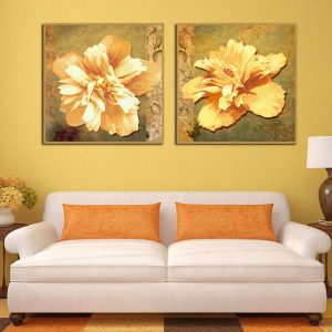 Bộ 2 tranh hoa vàng nghệ thuật CV02287