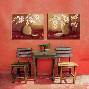 Bộ 2 tranh hoa phong lan cổ điển CV02290