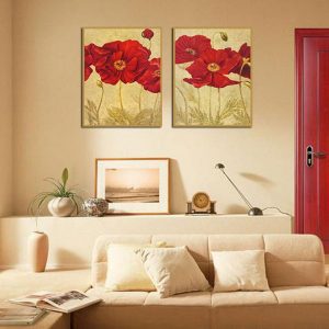 Bộ 2 tranh hoa poppy đỏ CV02298