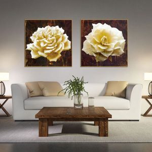 Bộ 2 tranh hoa hồng trắng CV02310