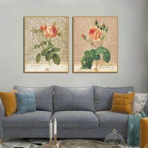 Bộ 2 tranh hoa hồng cổ điển CV02315