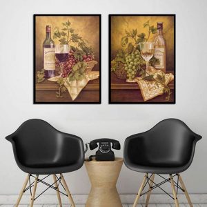 Bộ 2 tranh rượu nho cổ điển CV02324