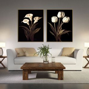 Bộ 2 tranh hoa trắng nghệ thuật CV02333