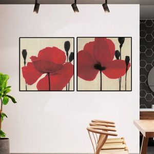 Bộ 2 tranh hoa đỏ cổ điển CV02341