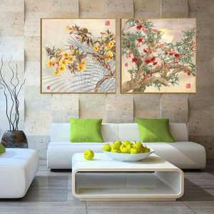 Bộ 2 tranh hoa Trung Quốc CV02345