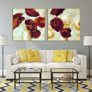 Bộ 2 tranh hoa Poppy và hoa Hồng CV02365