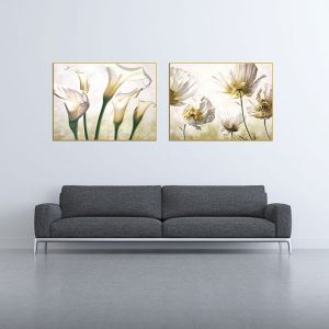 Bộ 2 tranh hoa lụa trắng CV02370