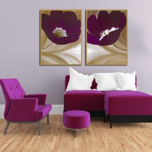 Bộ 2 tranh hoa tím cổ điển CV02378