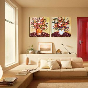 Bộ 2 tranh bình hoa sắc màu CV02379