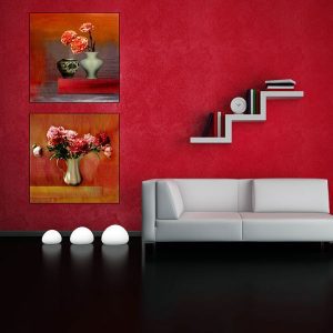 Bộ 2 tranh nghệ thuật bình hoa cẩm chướng CV02383